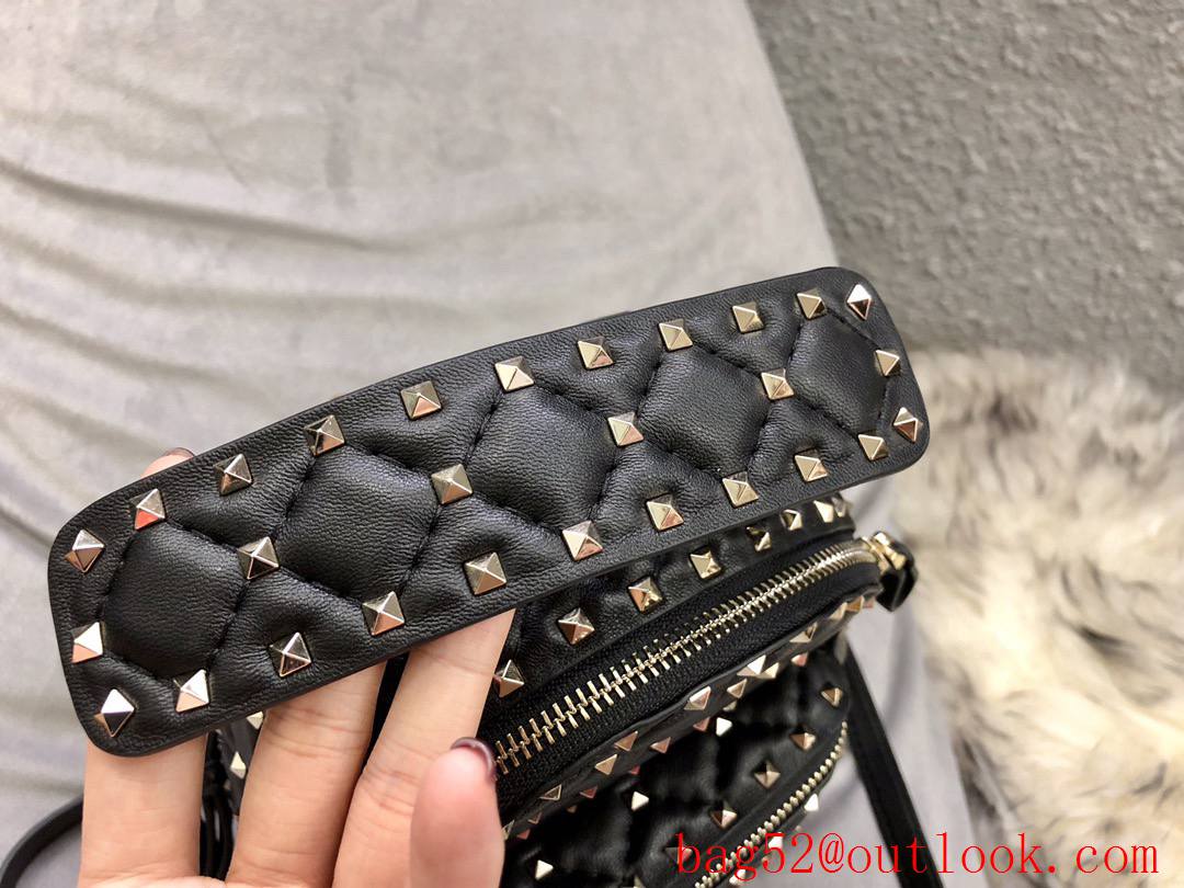 Valentino Mini Rockstud Spike Backpack Real Leather Bag Black