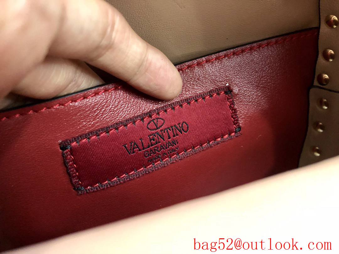 Valentino Mini Rockstud Spike Backpack Real Leather Bag Tan