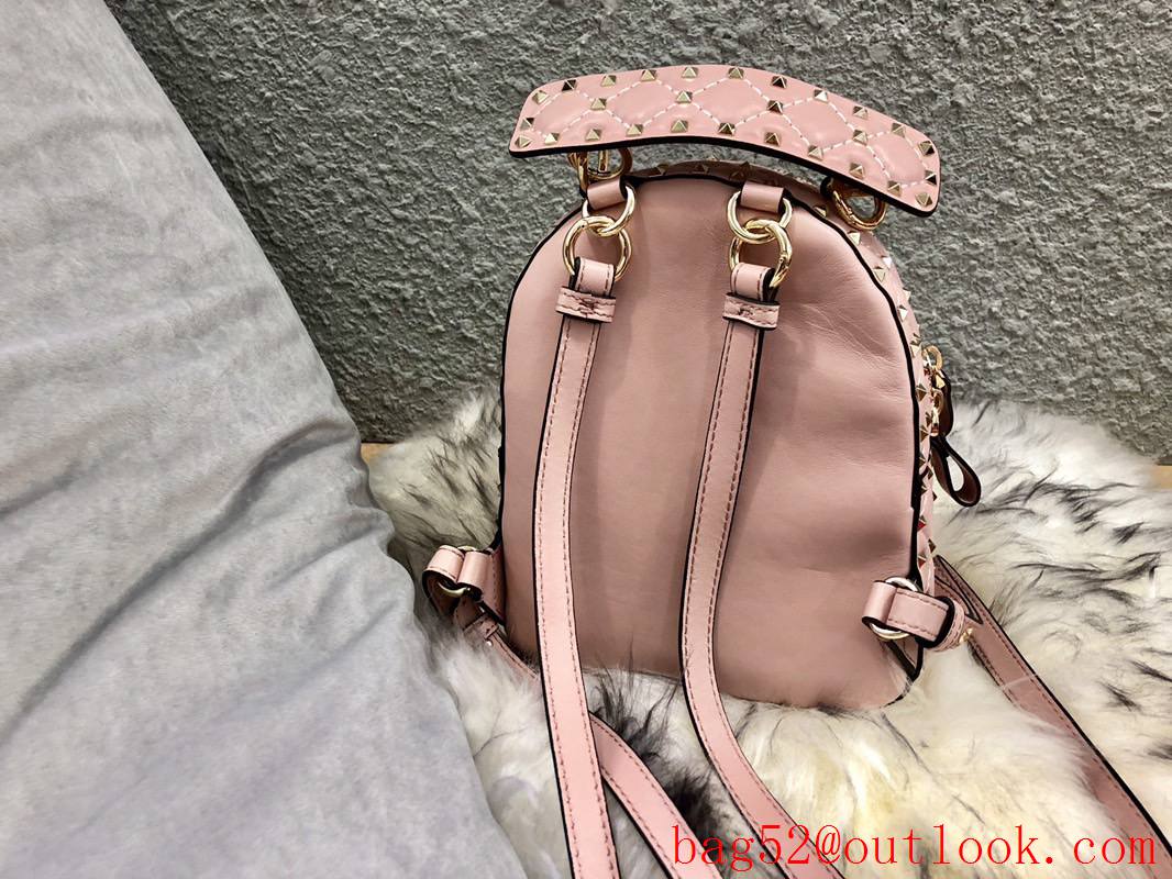 Valentino Mini Rockstud Spike Backpack Real Leather Bag Pink