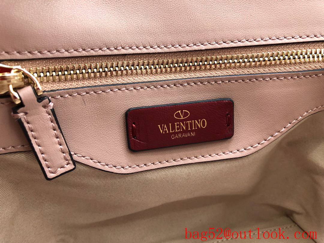 Valentino Rockstud Shoulder Bag Leather Roman Stud Handbag Pink&Red