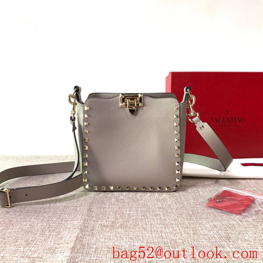 Valentino Gavarani Rockstud mini Hobo Bag Real Leather Handbag Apricot