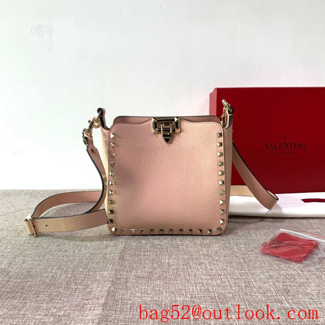 Valentino Gavarani Rockstud mini Hobo Bag Real Leather Handbag Pink
