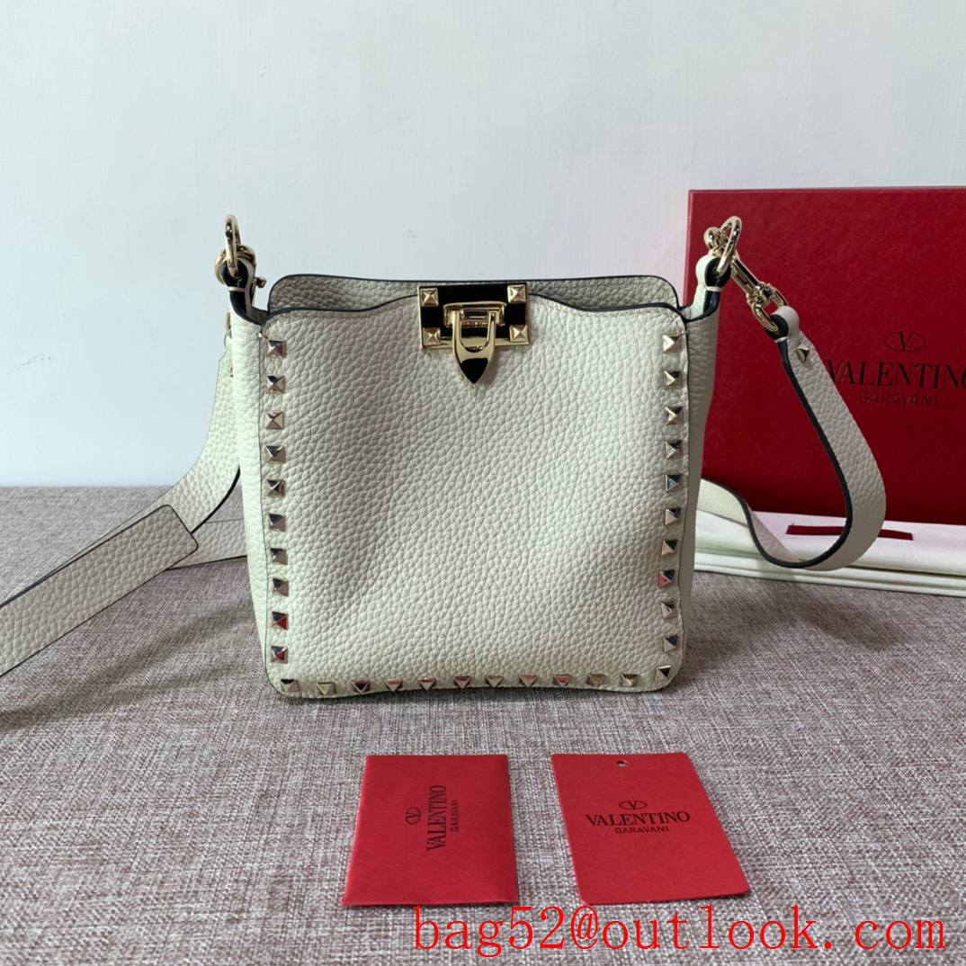 Valentino Gavarani Rockstud mini Hobo Bag Real Leather Handbag Cream