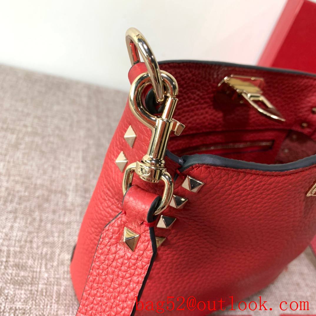 Valentino Gavarani Rockstud mini Hobo Bag Real Leather Handbag Red