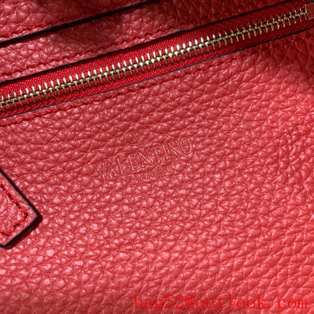 Valentino Gavarani Rockstud mini Hobo Bag Real Leather Handbag Red