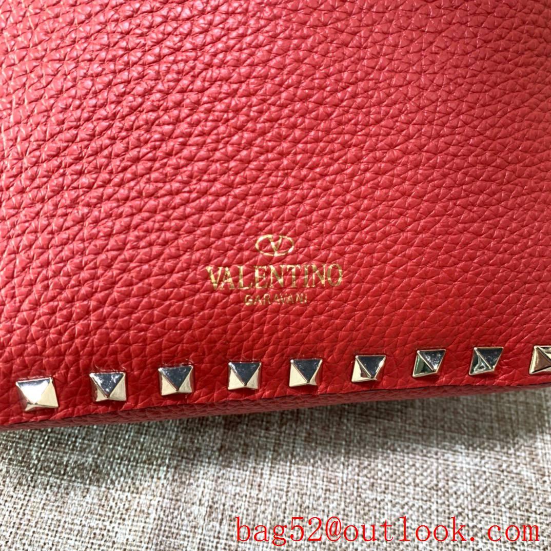 Valentino Gavarani Rockstud mini Hobo Bag Real Leather Handbag Red