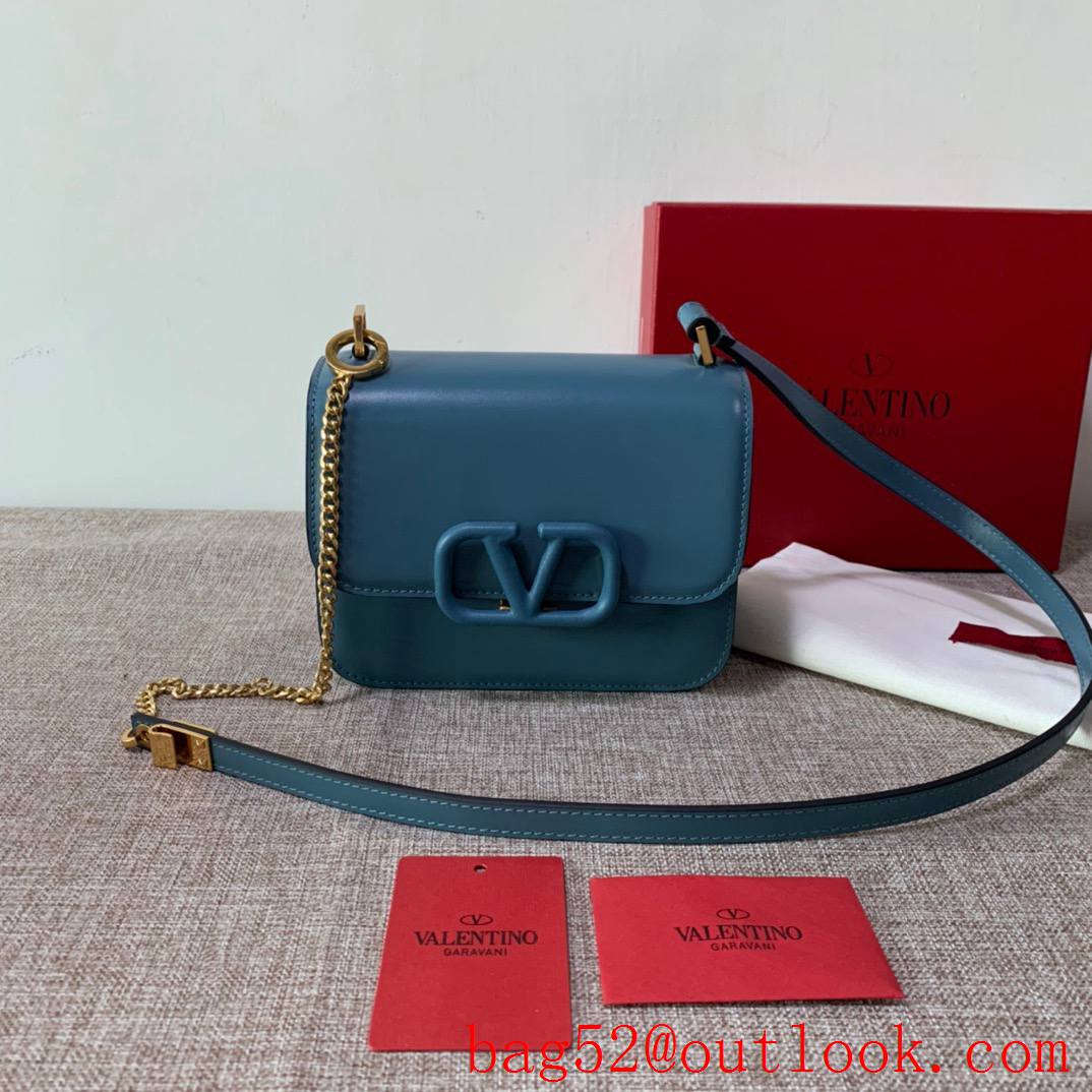 Valentino Gavarani Small VSLING Calfskin Shoulder Bag Blue Handbag