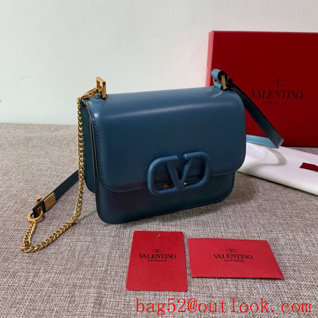 Valentino Gavarani Small VSLING Calfskin Shoulder Bag Blue Handbag