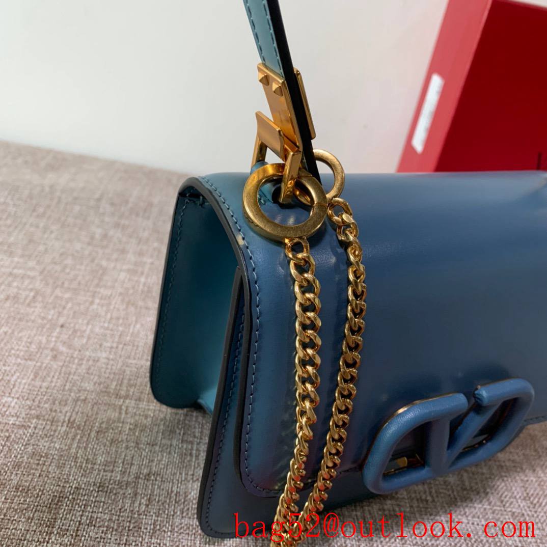 Valentino Gavarani Small VSLING Calfskin Shoulder Bag Blue Handbag