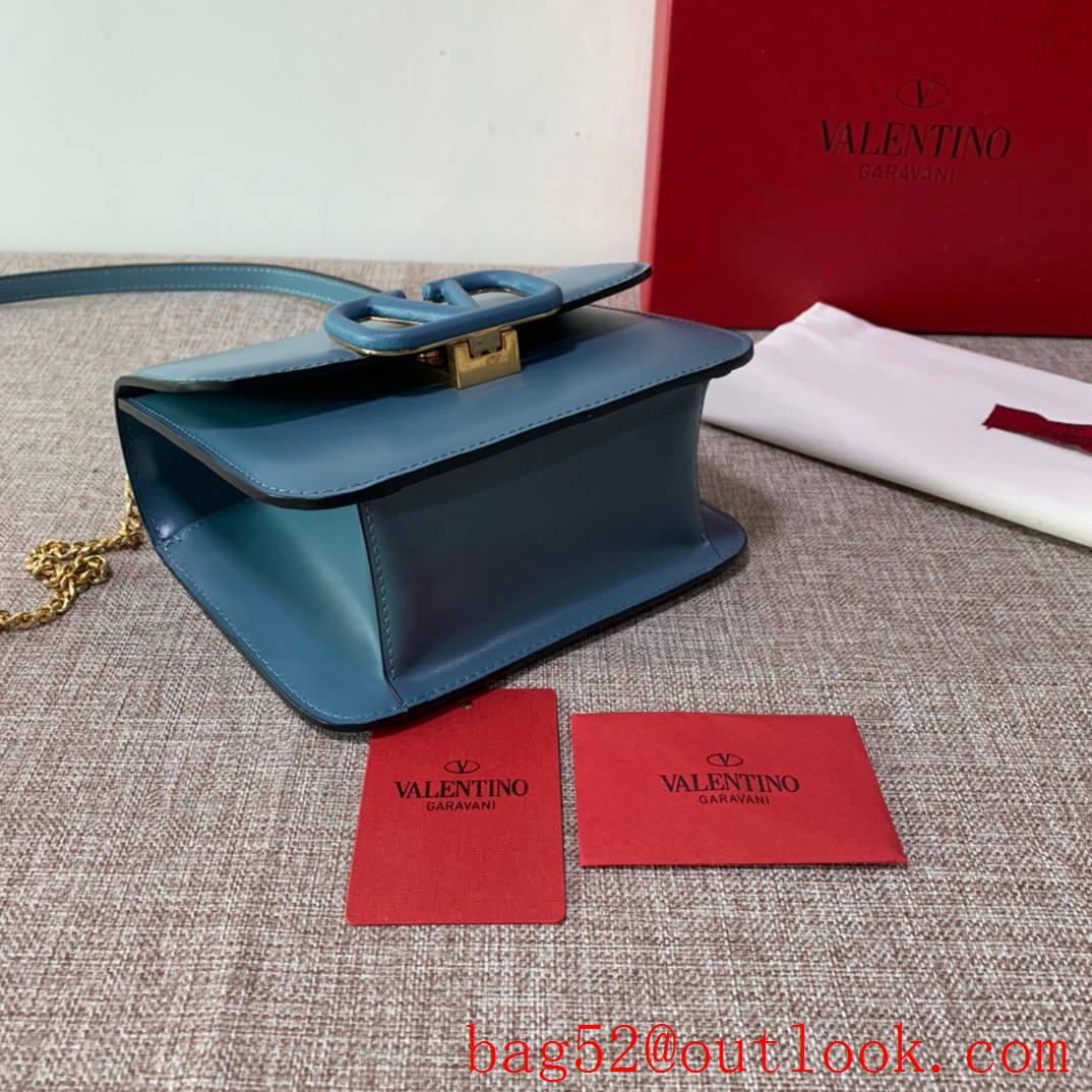 Valentino Gavarani Small VSLING Calfskin Shoulder Bag Blue Handbag