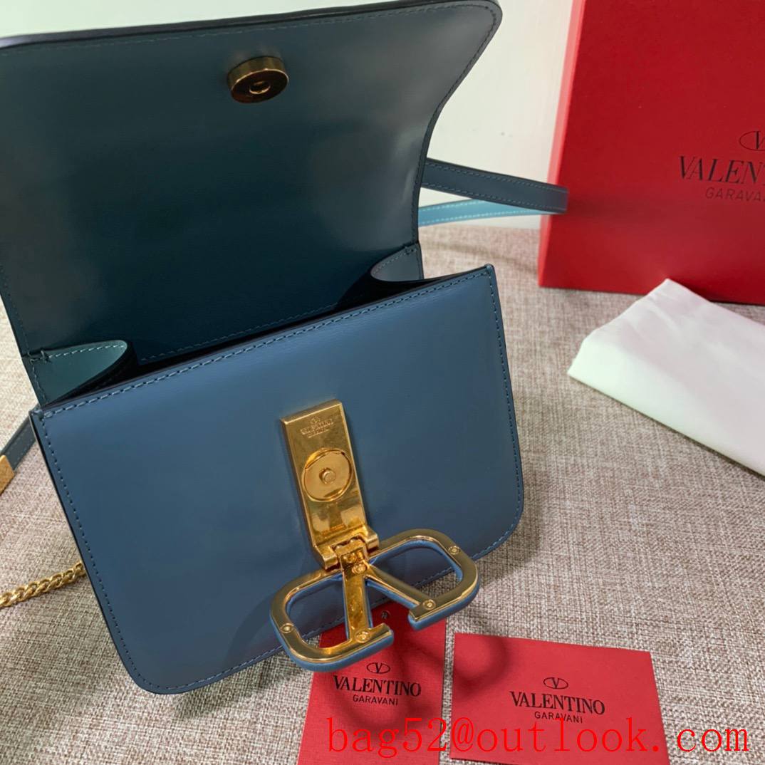 Valentino Gavarani Small VSLING Calfskin Shoulder Bag Blue Handbag