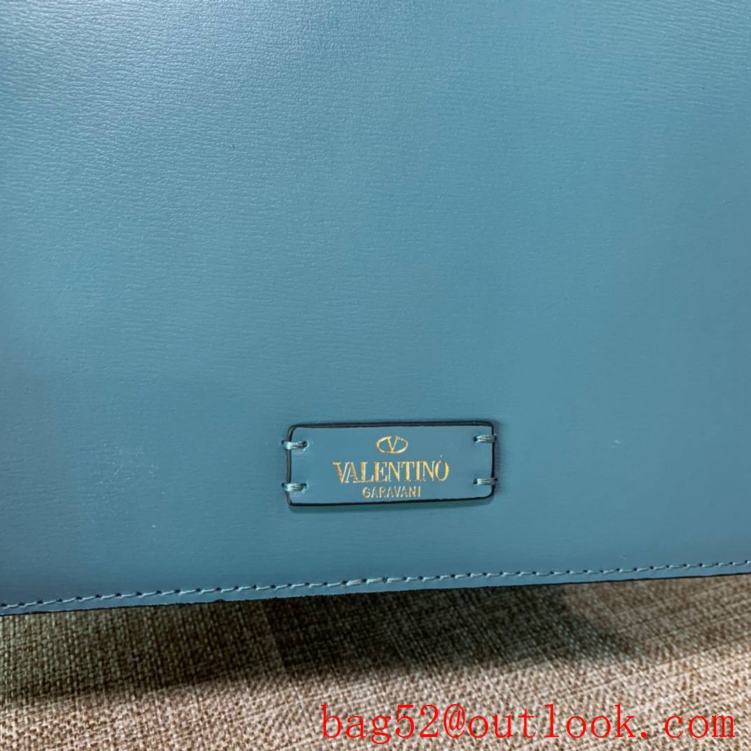 Valentino Gavarani Large VSLING Calfskin Shoulder Bag Blue Handbag