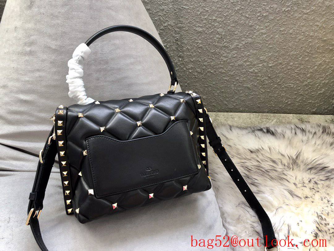 Valentino Rockstud Shoulder Bag Leather Roman Stud Handbag Black