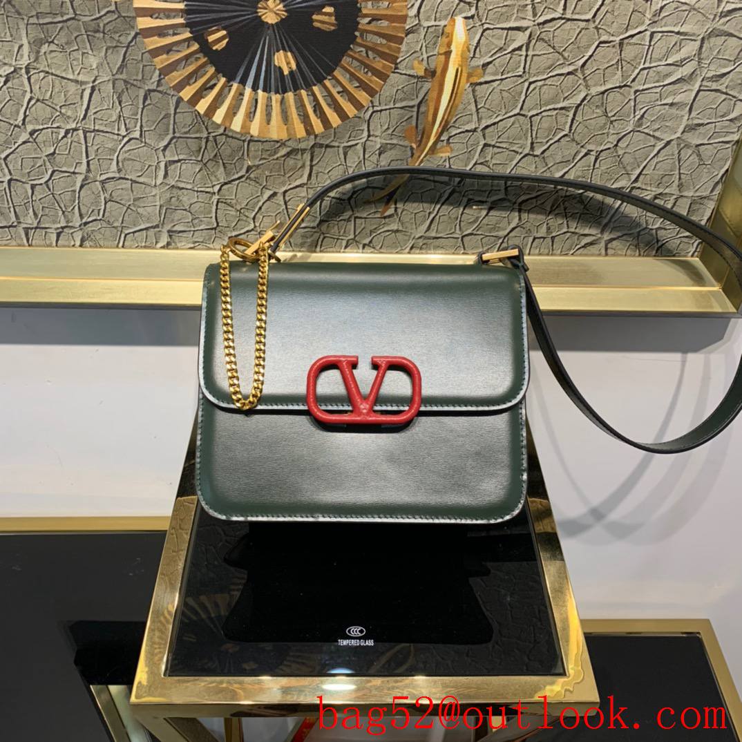 Valentino Gavarani Large VSLING Calfskin Shoulder Bag Green Handbag