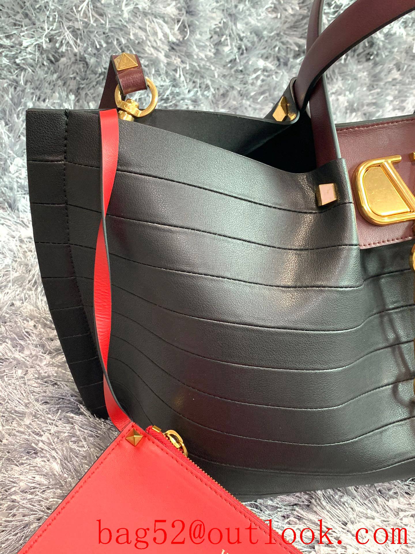 Valentino Garavani Escape VLOGO Shopping Bag Black Tote Handbag