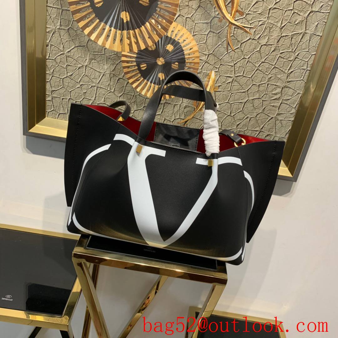 Valentino Garavani Large Escape VLOGO Shopper Bag Black Tote Handbag