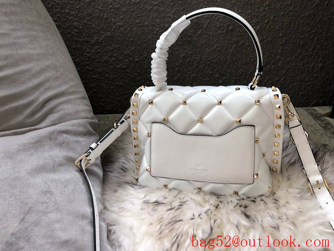 Valentino Rockstud Shoulder Bag Leather Roman Stud Handbag White