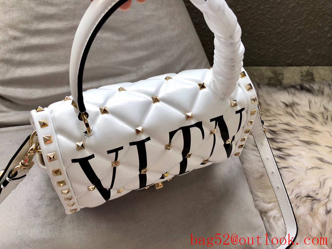 Valentino Rockstud Shoulder Bag Leather Roman Stud Handbag White