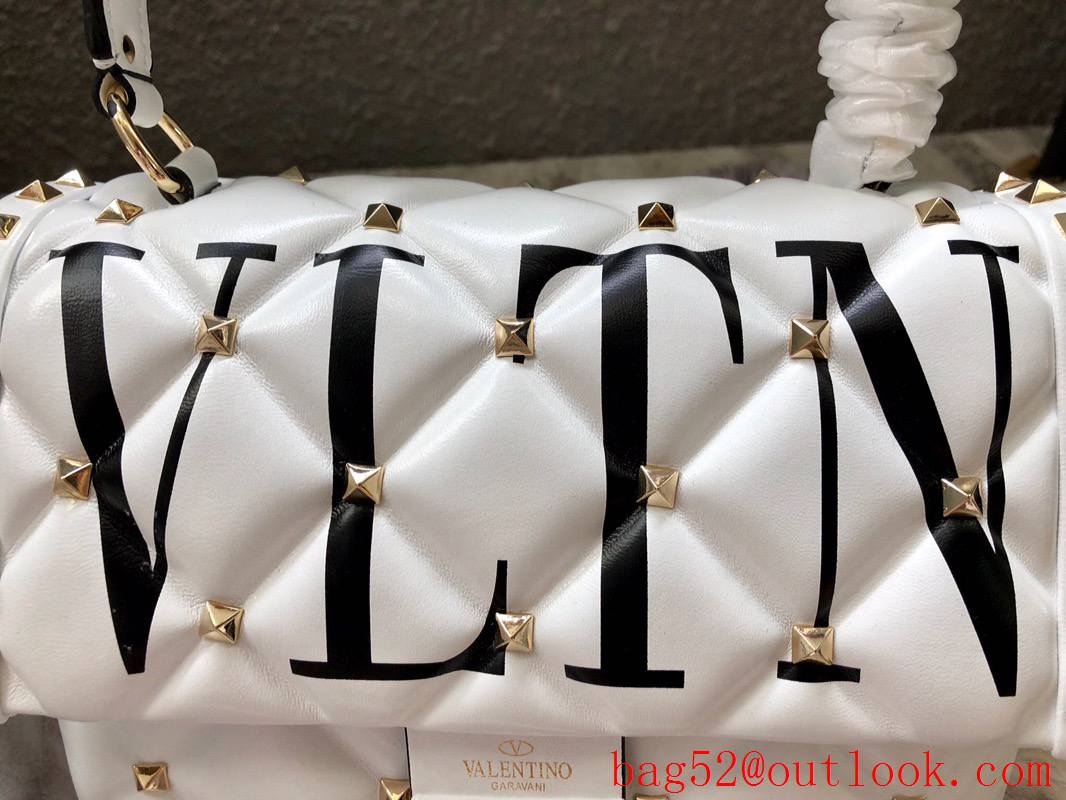 Valentino Rockstud Shoulder Bag Leather Roman Stud Handbag White