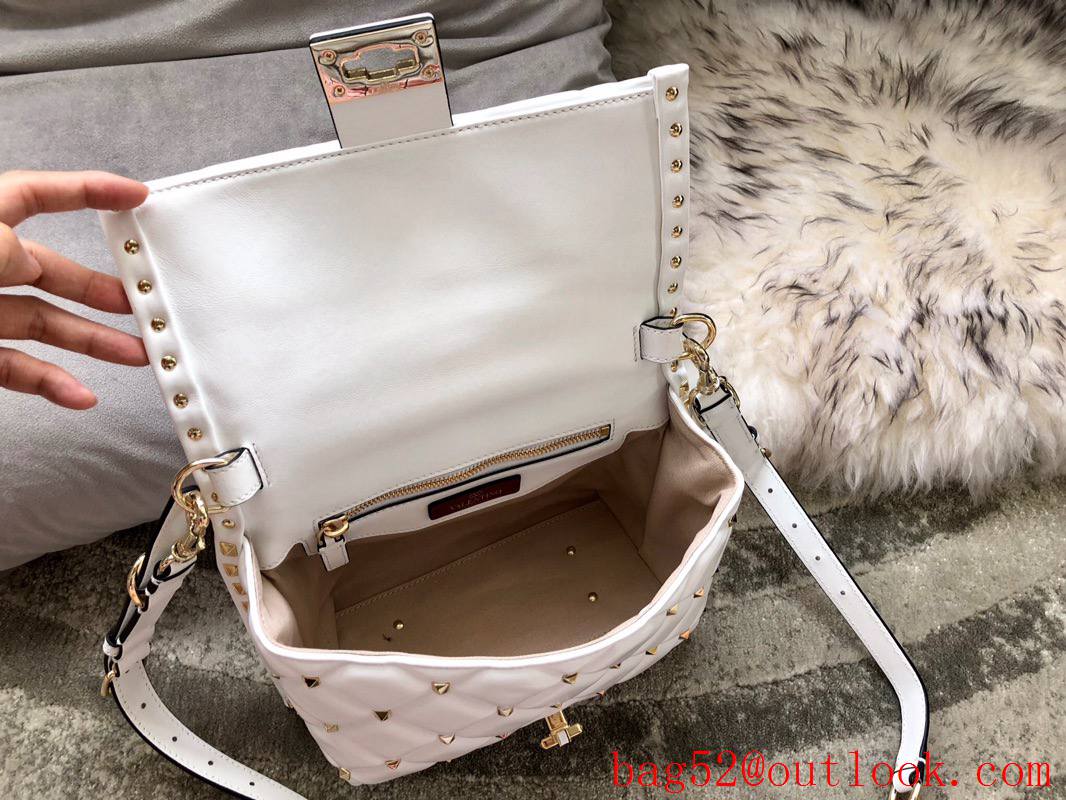 Valentino Rockstud Shoulder Bag Leather Roman Stud Handbag White