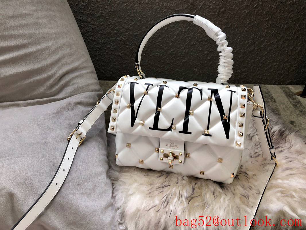 Valentino Rockstud Shoulder Bag Leather Roman Stud Handbag White