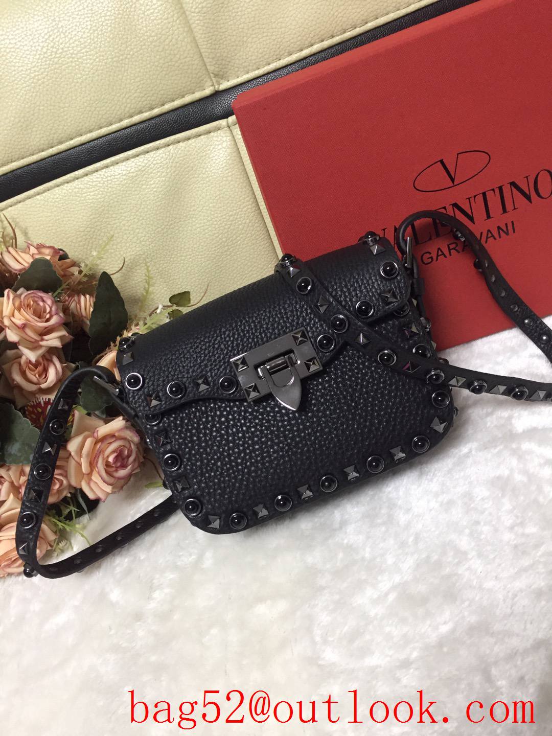 Valentino Rockstud Small Grainy Calfskin Shoulder Bag Black