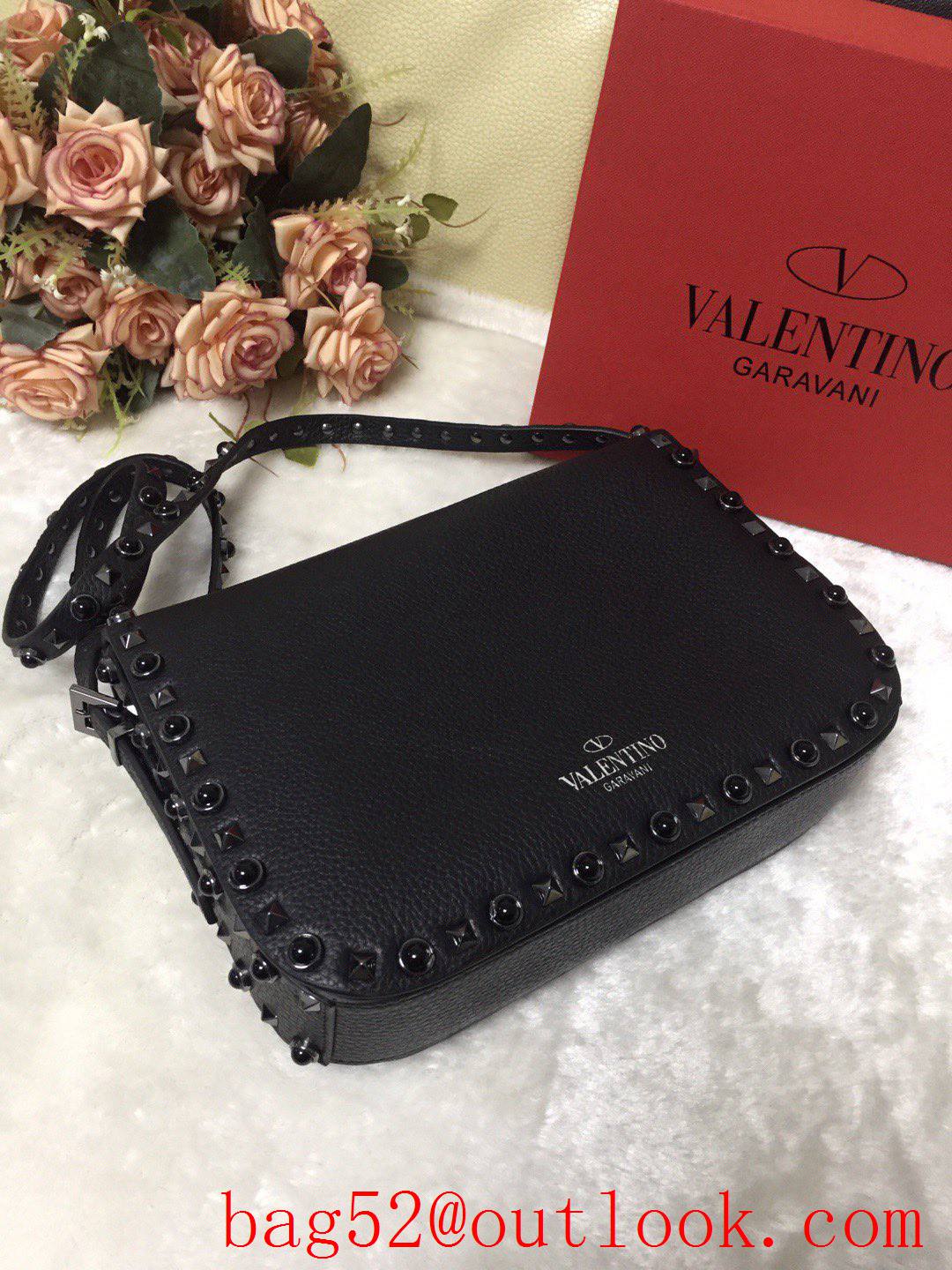 Valentino Rockstud Large Grainy Calfskin Shoulder Bag Black