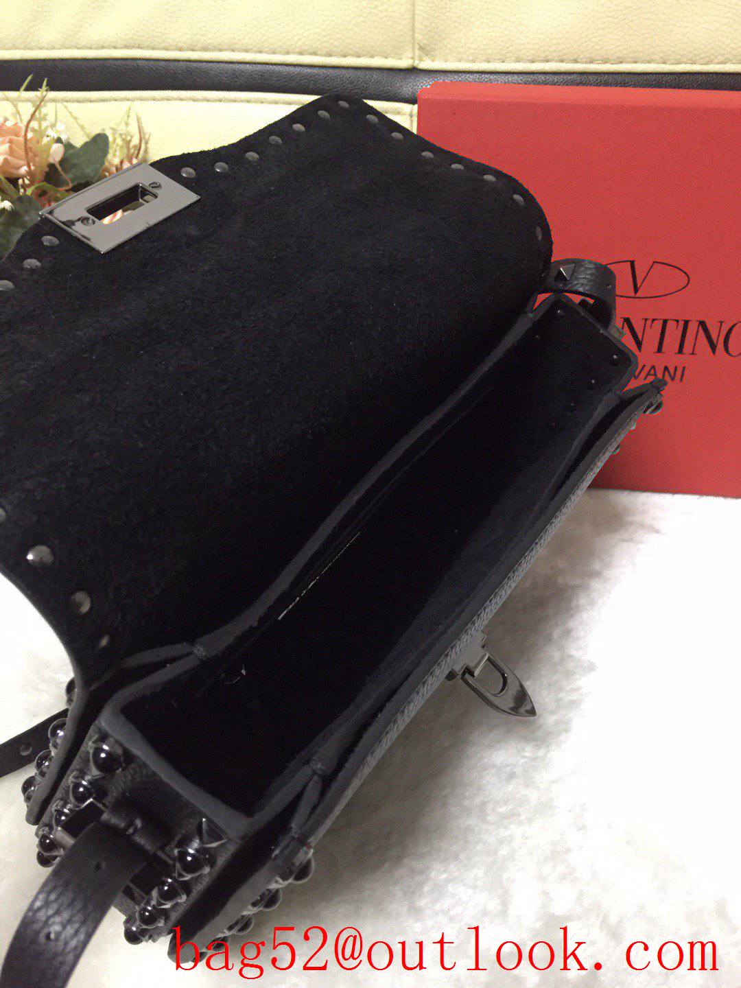 Valentino Rockstud Large Grainy Calfskin Shoulder Bag Black