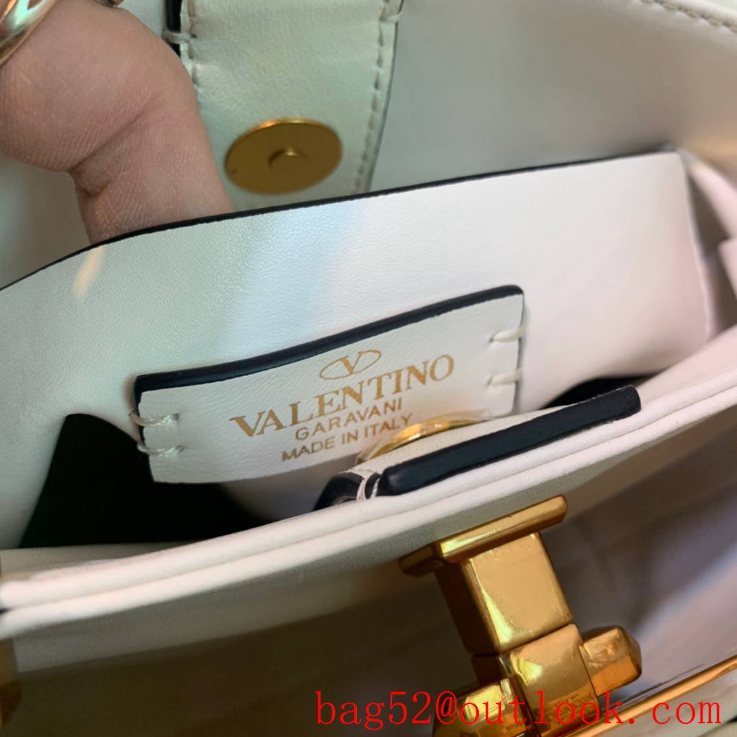 Valentino Small Roman Stud The Handle Bag Nappa Leather White&Black