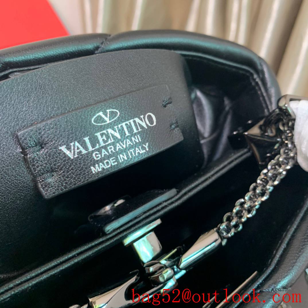 Valentino Small Roman Stud The Handle Bag in Nappa Leather Black