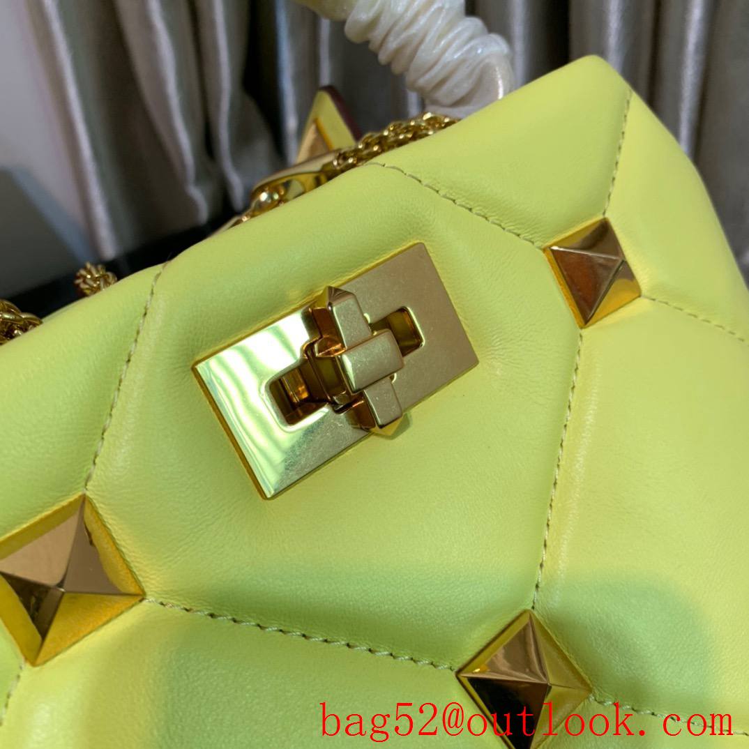 Valentino Small Roman Stud The Handle Bag in Nappa Leather Yellow