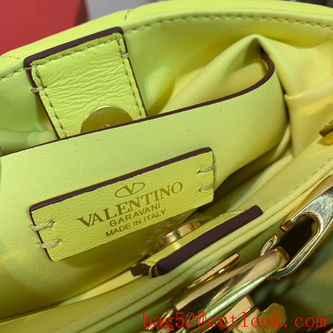 Valentino Small Roman Stud The Handle Bag in Nappa Leather Yellow