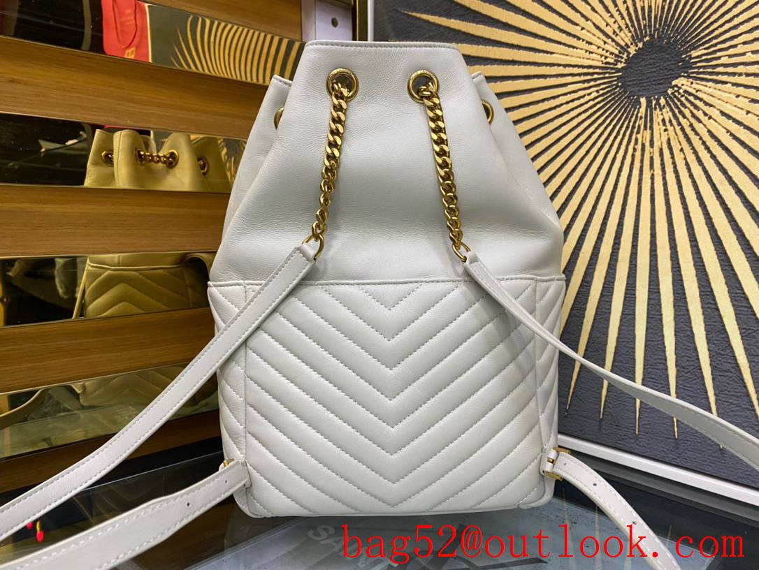 Saint Laurent YSL Monogram Quilted Leather Joe Backpack Bag in White 672609