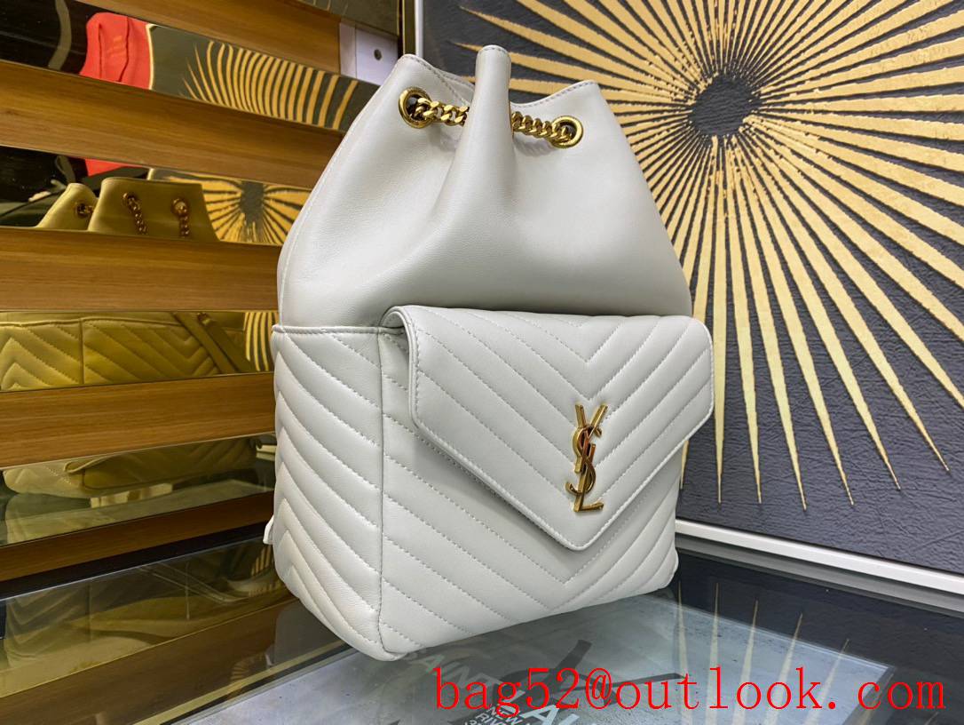 Saint Laurent YSL Monogram Quilted Leather Joe Backpack Bag in White 672609