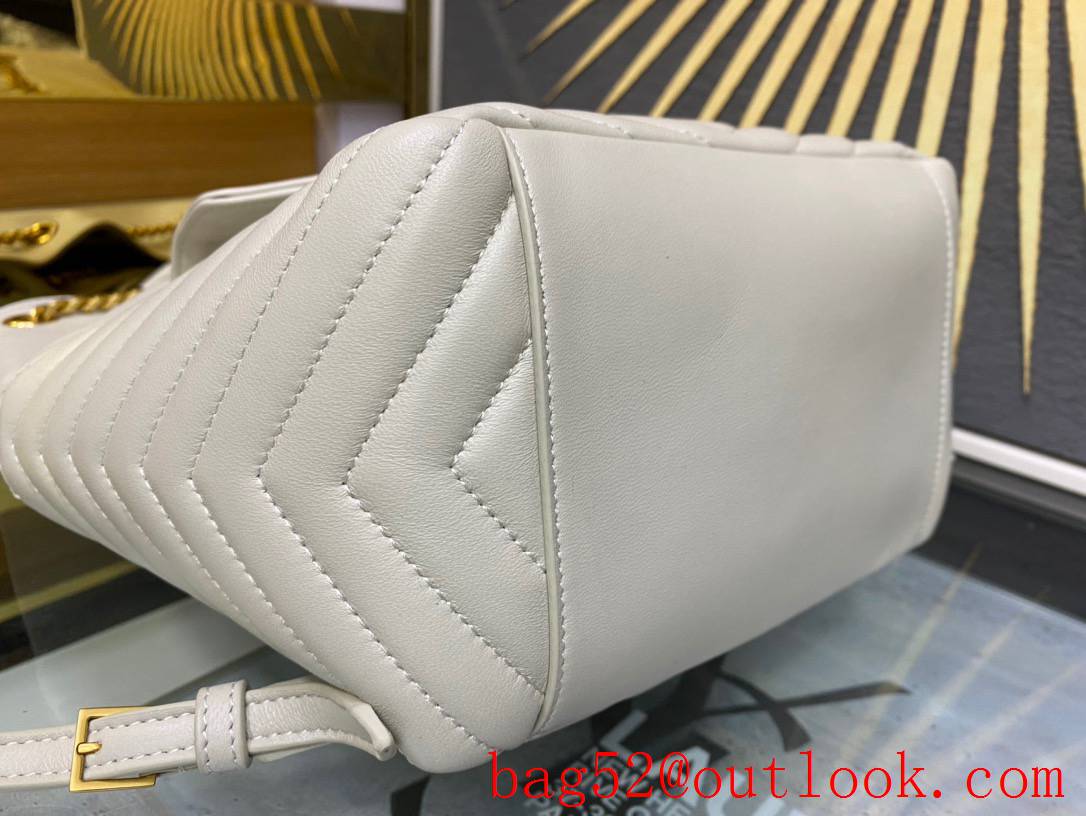 Saint Laurent YSL Monogram Quilted Leather Joe Backpack Bag in White 672609