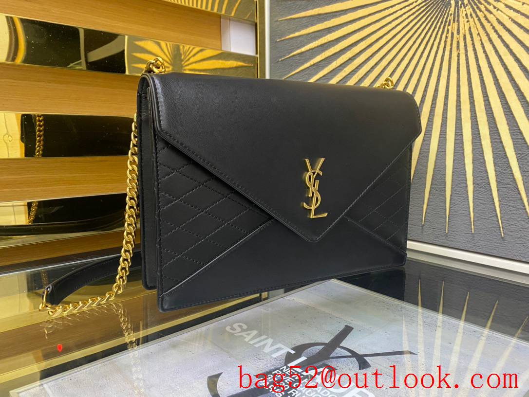 Saint Laurent YSL Lambskin Gaby Envelop Chain Bag Handbag in Black 668864