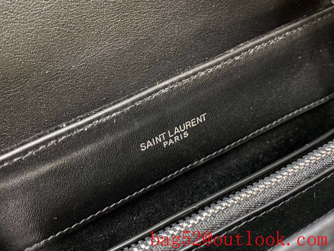 Saint Laurent YSL LouLou Small Bag in Suede Leather Black with Silver Hardware 494699