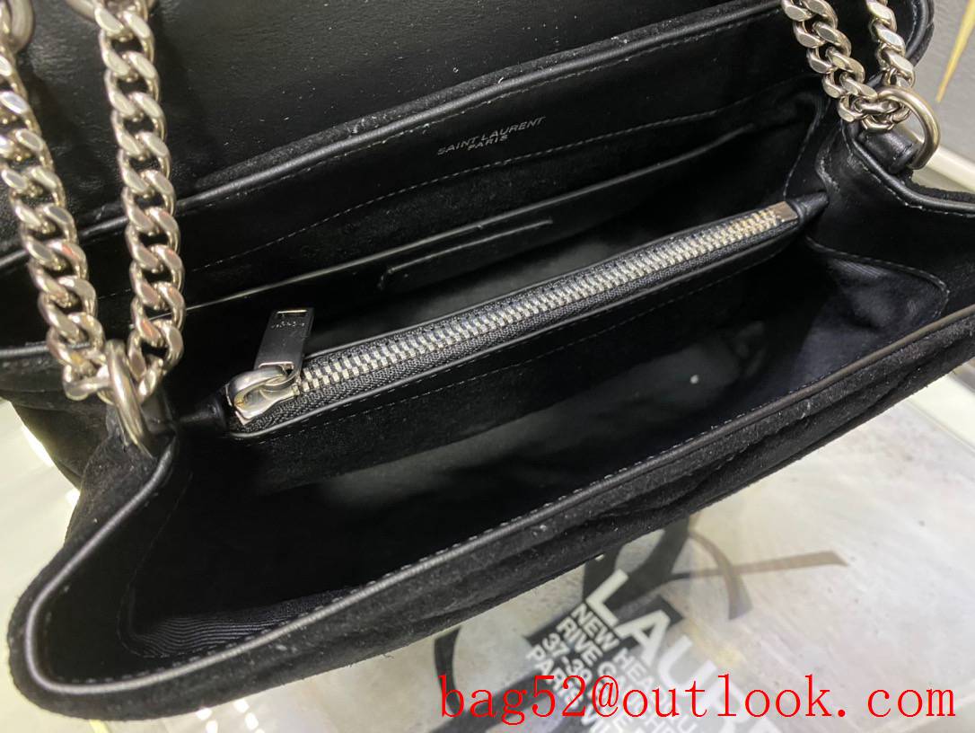 Saint Laurent YSL LouLou Small Bag in Suede Leather Black with Silver Hardware 494699