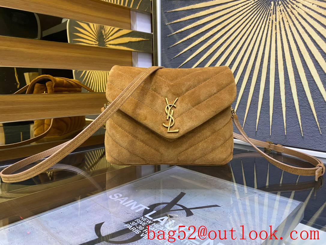 Saint Laurent YSL LouLou Suede Leather Shoulder Bag Handbag in Tan 467072