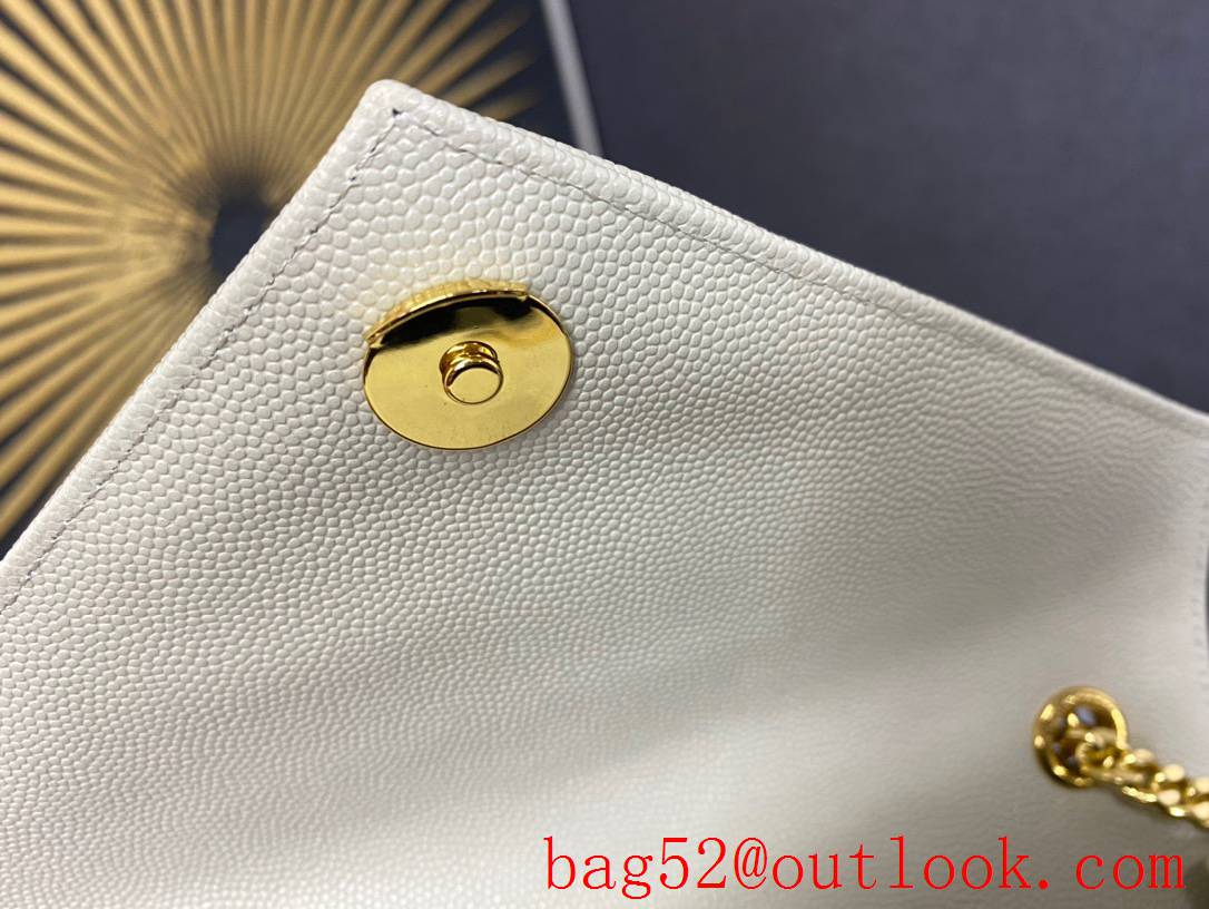 Saint Laurent YSL Real Leather Small Envelop Shoulder Bag Cream 526286