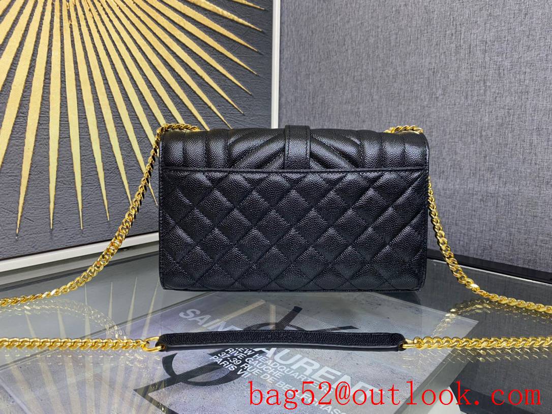 Saint Laurent YSL Real Leather Small Envelop Shoulder Bag Black Gold 526286