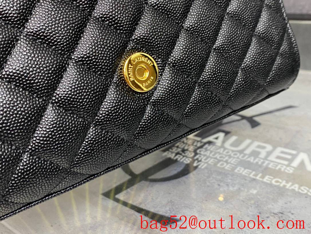 Saint Laurent YSL Real Leather Small Envelop Shoulder Bag Black Gold 526286