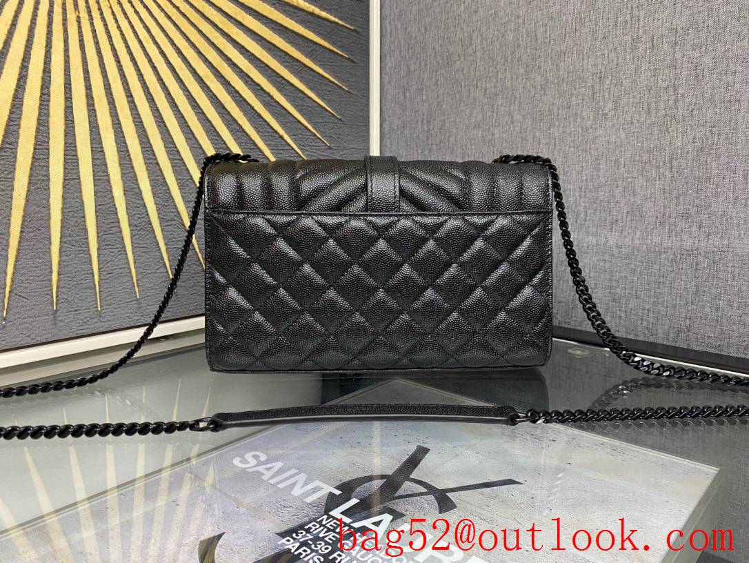 Saint Laurent YSL Real Leather Small Envelop Shoulder Bag Handbag Black  526286