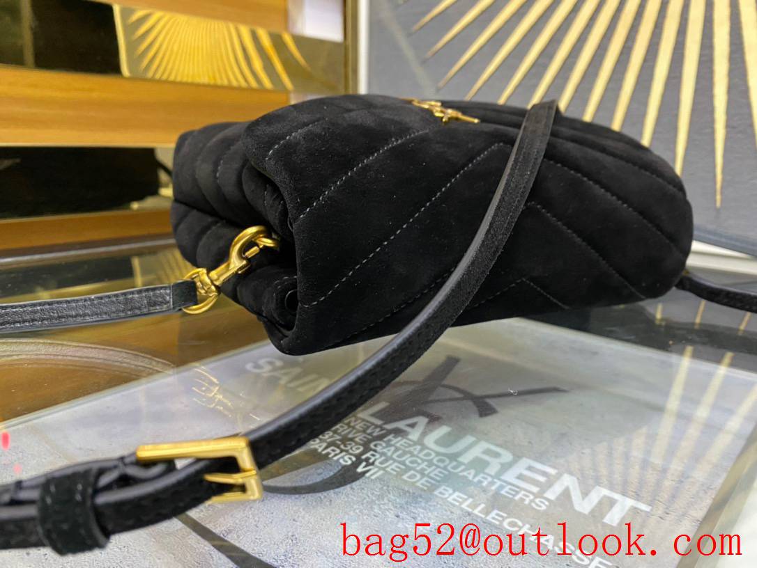 Saint Laurent YSL LouLou Suede Leather Shoulder Bag Handbag in Black 467072