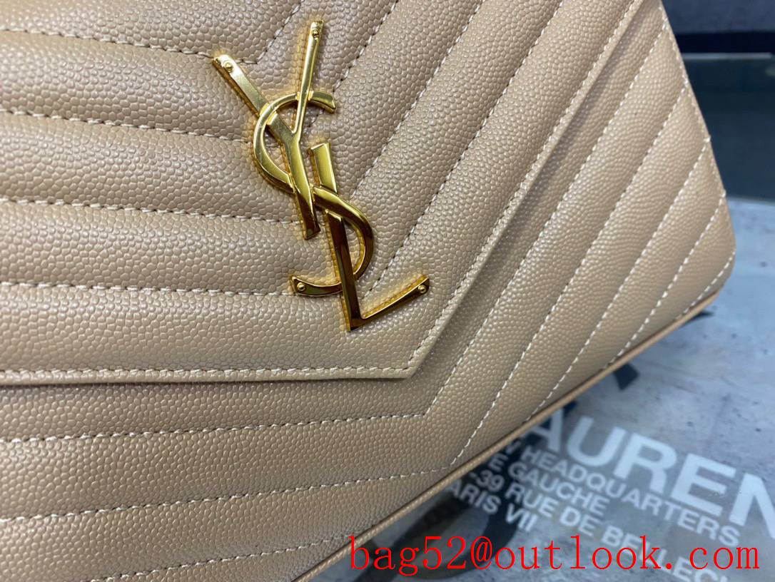 Saint Laurent YSL Monogram Grained Leather Chain Wallet Bag Handbag Nude 377828