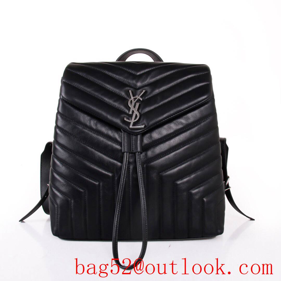 Saint Laurent YSL Monogram Loulou Quilted Leather Backpack Bag Black 487219
