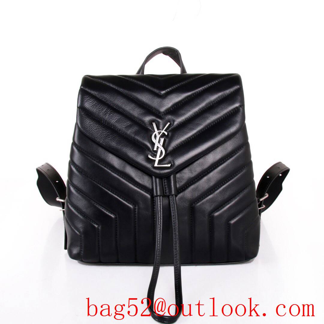 Saint Laurent YSL Monogram Small Loulou Quilted Leather Backpack Bag Black 488227