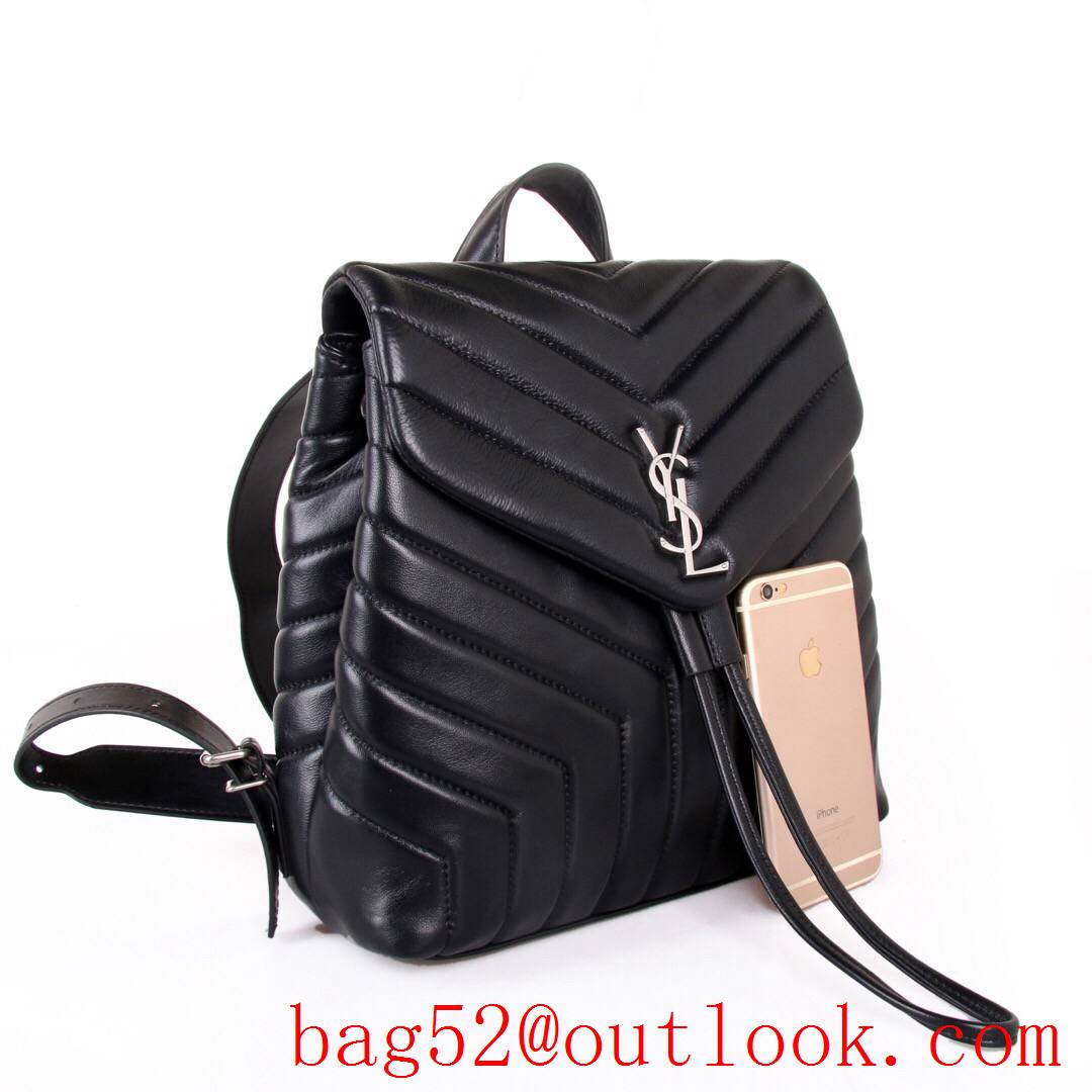 Saint Laurent YSL Monogram Small Loulou Quilted Leather Backpack Bag Black 488227