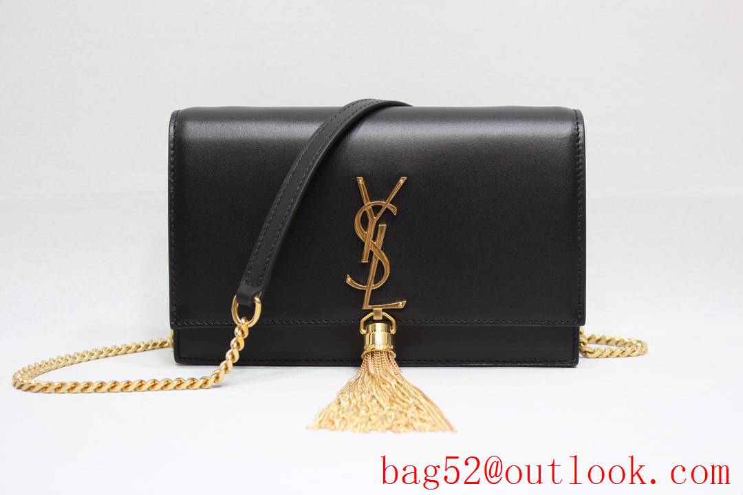 Saint Laurent YSL Kate Chain Wallet Bag with Tassel in Smooth Leather Gold 452159
