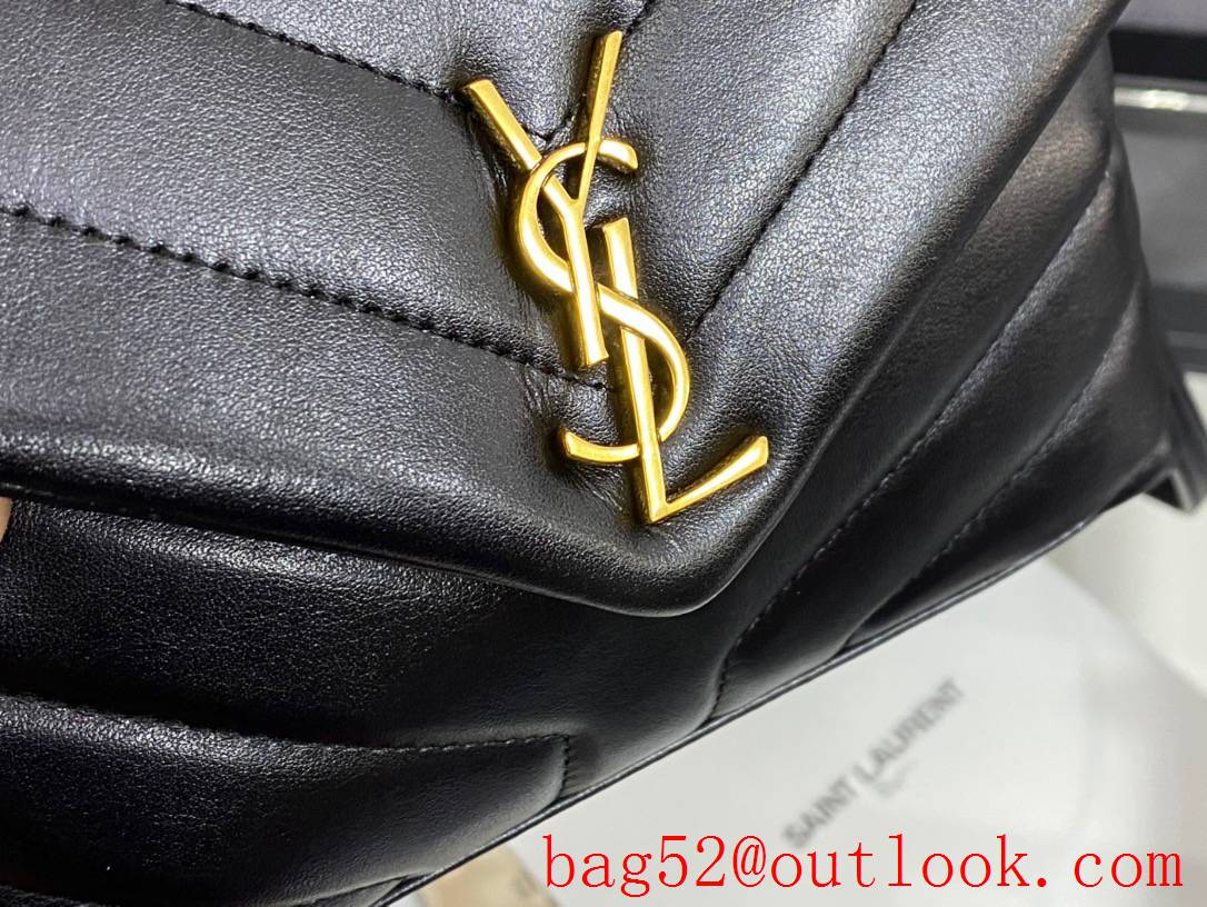Saint Laurent YSL Calfskin Leather Loulou Toy Bag Handbag Black Gold 467072